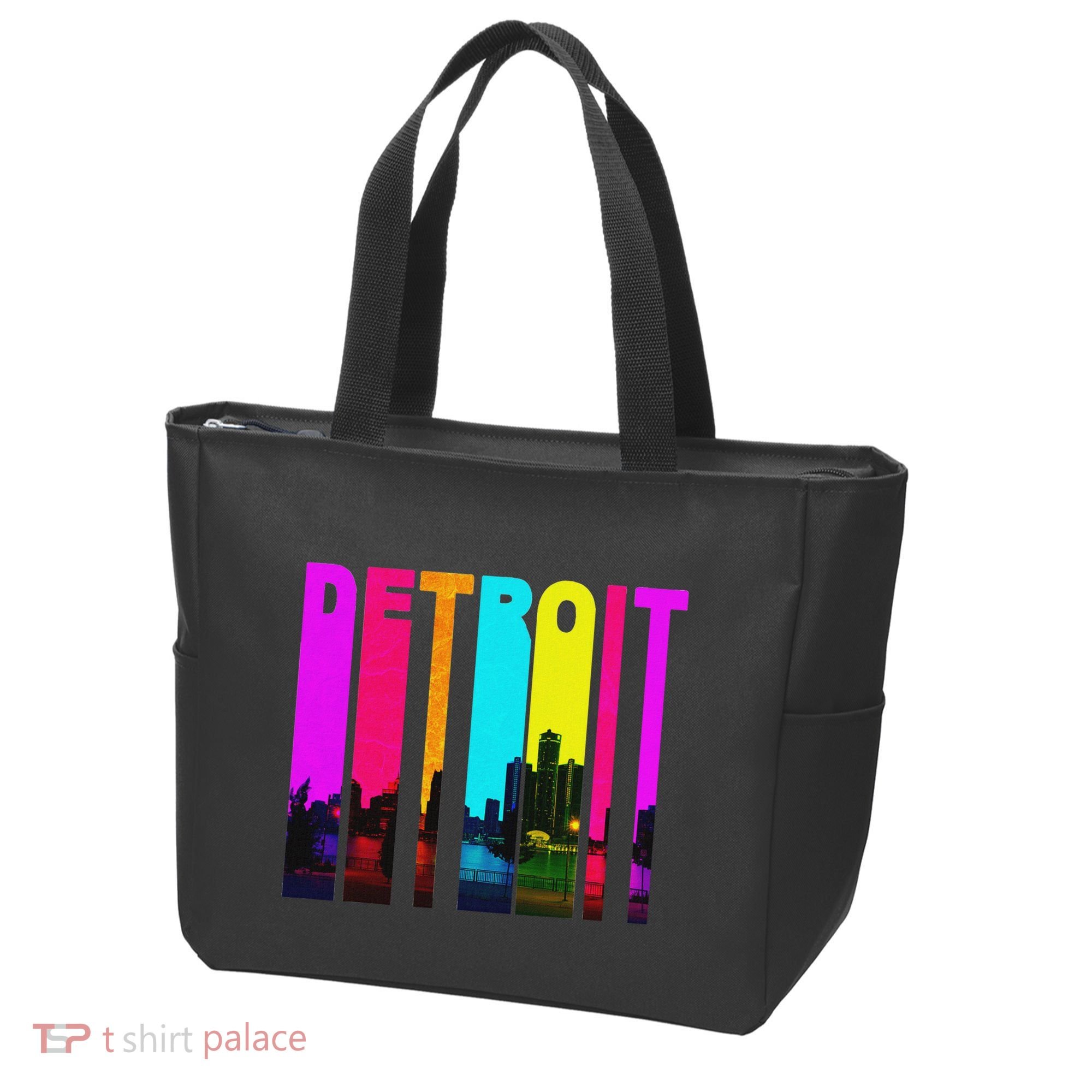 Retro I Love Detroit Michigan Skyline Tote Bag