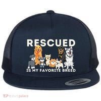 Rescued Is My Favorite Breed Animal Rescue Flat Bill Trucker Hat thumb 0
