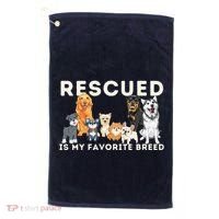 Rescued Is My Favorite Breed Animal Rescue Golf Towel thumb 0