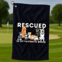 Rescued Is My Favorite Breed Animal Rescue Golf Towel thumb 1