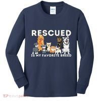 Rescued Is My Favorite Breed Animal Rescue Kids Long Sleeve Shirt thumb 0