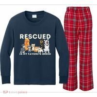 Rescued Is My Favorite Breed Animal Rescue Kids Long Sleeve Plaid Pajama Set thumb 0