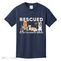 Rescued Is My Favorite Breed Animal Rescue Kids T-Shirt thumb 0