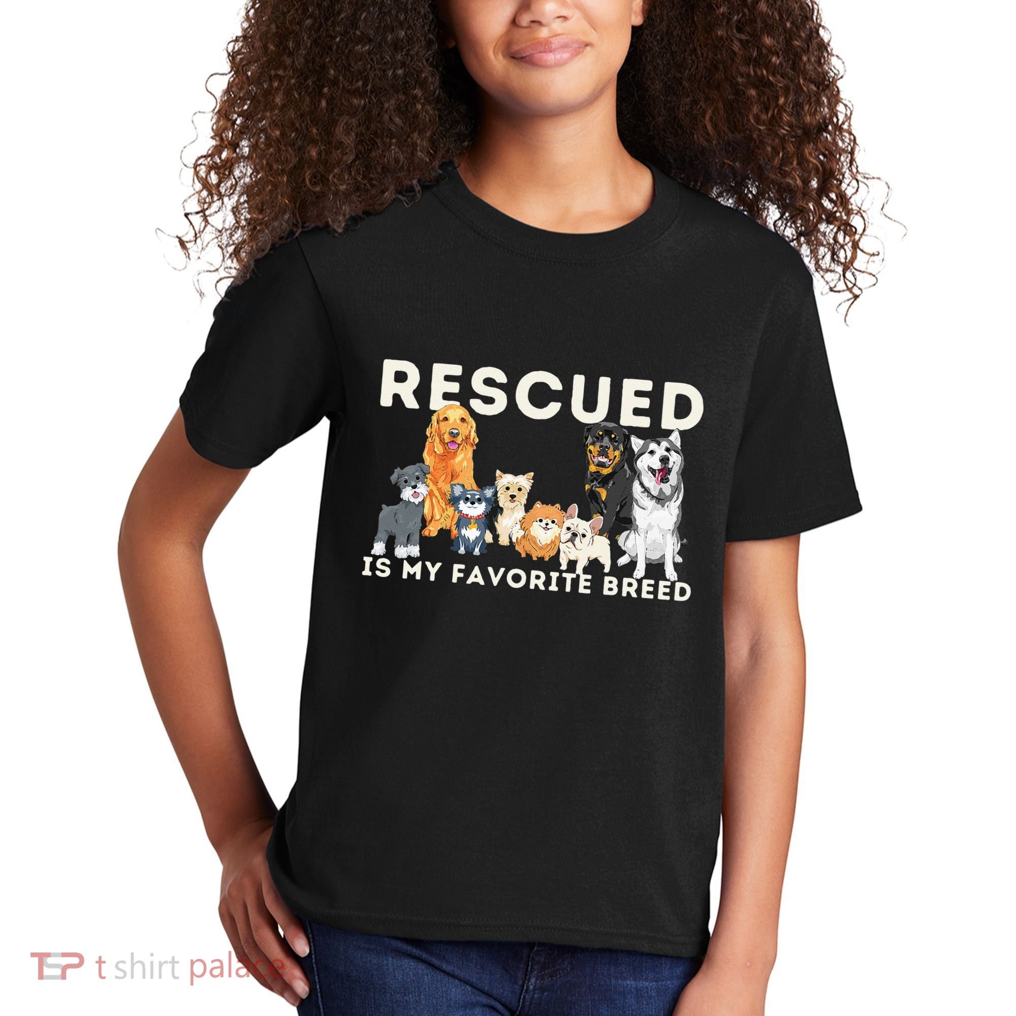 Rescued Is My Favorite Breed Animal Rescue Kids T-Shirt