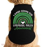 Rainbow In March We Wear Green Cerebral Palsy Awareness Doggie Tank thumb 0