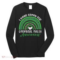 Rainbow In March We Wear Green Cerebral Palsy Awareness Long Sleeve Shirt thumb 0