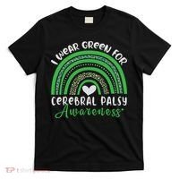 Rainbow In March We Wear Green Cerebral Palsy Awareness T-Shirt thumb 0