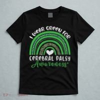 Rainbow In March We Wear Green Cerebral Palsy Awareness T-Shirt thumb 5
