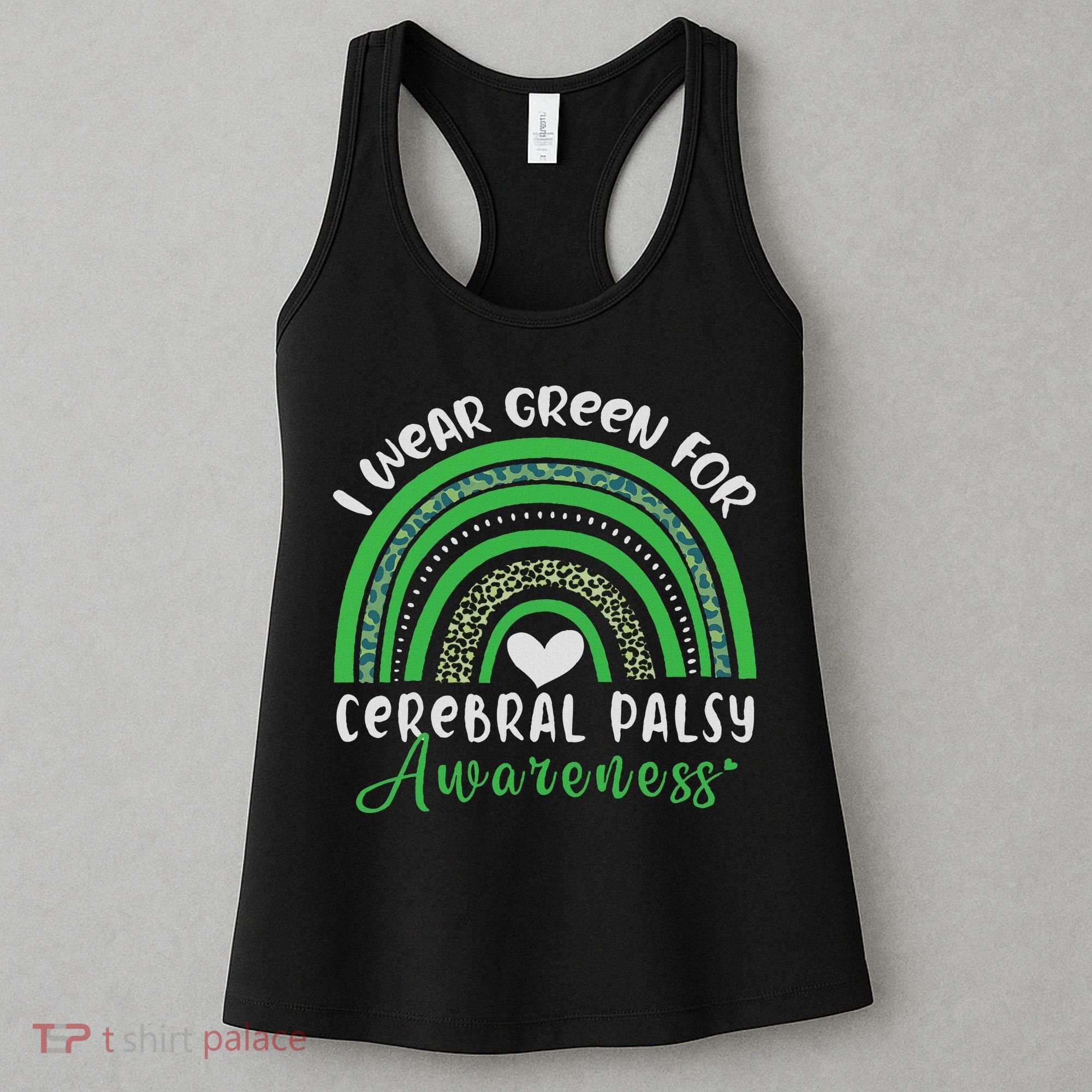 Rainbow In March We Wear Green Cerebral Palsy Awareness Women's Tank Top