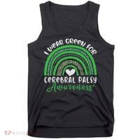Rainbow In March We Wear Green Cerebral Palsy Awareness Tank Top thumb 0