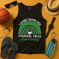 Rainbow In March We Wear Green Cerebral Palsy Awareness Tank Top thumb 4