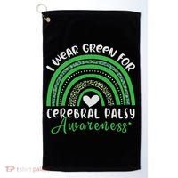 Rainbow In March We Wear Green Cerebral Palsy Awareness Golf Towel thumb 0