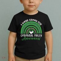 Rainbow In March We Wear Green Cerebral Palsy Awareness Toddler T-Shirt thumb 2