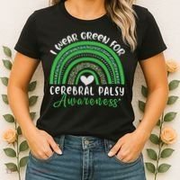 Rainbow In March We Wear Green Cerebral Palsy Awareness Women's T-Shirt thumb 2