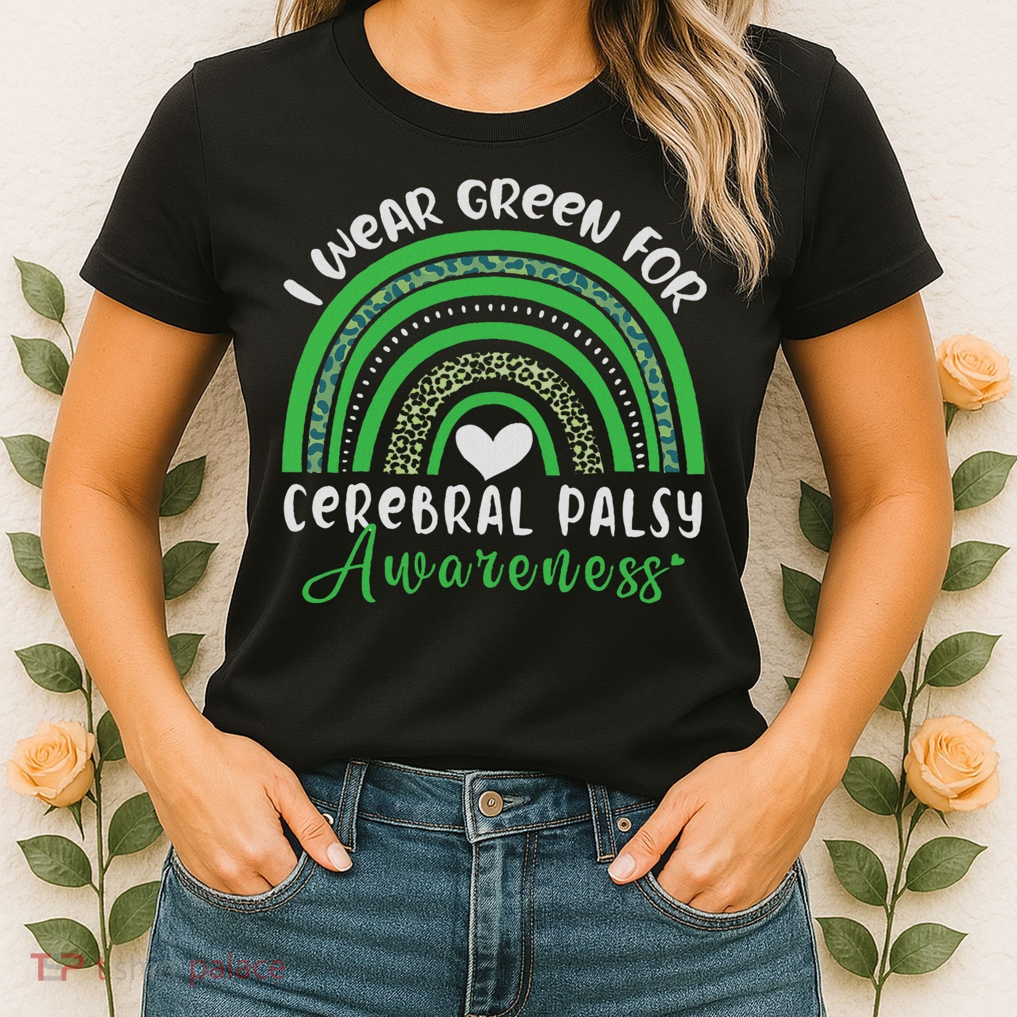 Rainbow In March We Wear Green Cerebral Palsy Awareness Women's T-Shirt