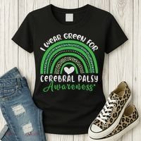 Rainbow In March We Wear Green Cerebral Palsy Awareness Women's T-Shirt thumb 3