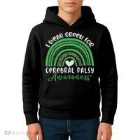 Rainbow In March We Wear Green Cerebral Palsy Awareness Kids Hoodie thumb 4