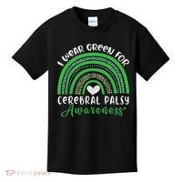 Rainbow In March We Wear Green Cerebral Palsy Awareness Kids T-Shirt thumb 0