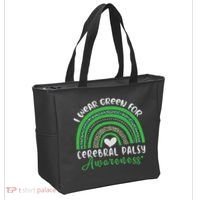 Rainbow In March We Wear Green Cerebral Palsy Awareness Tote Bag thumb 2