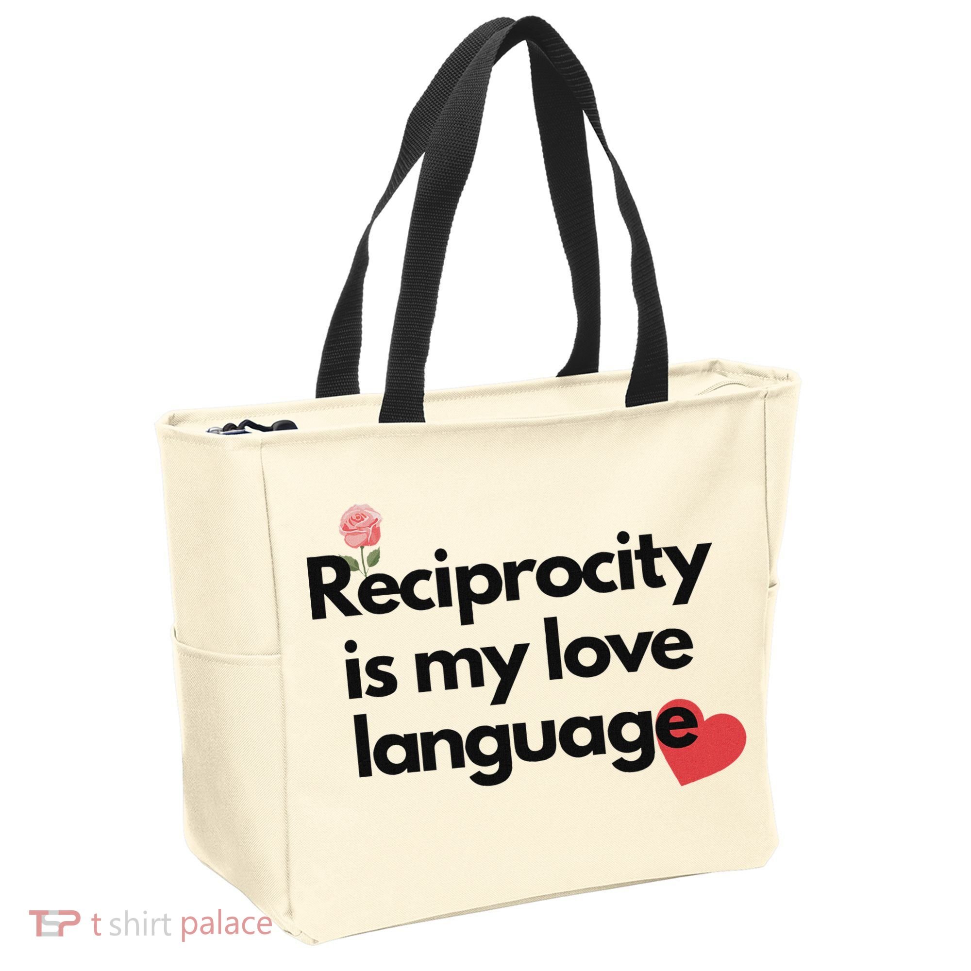 Reciprocity Is My Love Language Flower Red Heart Tote Bag