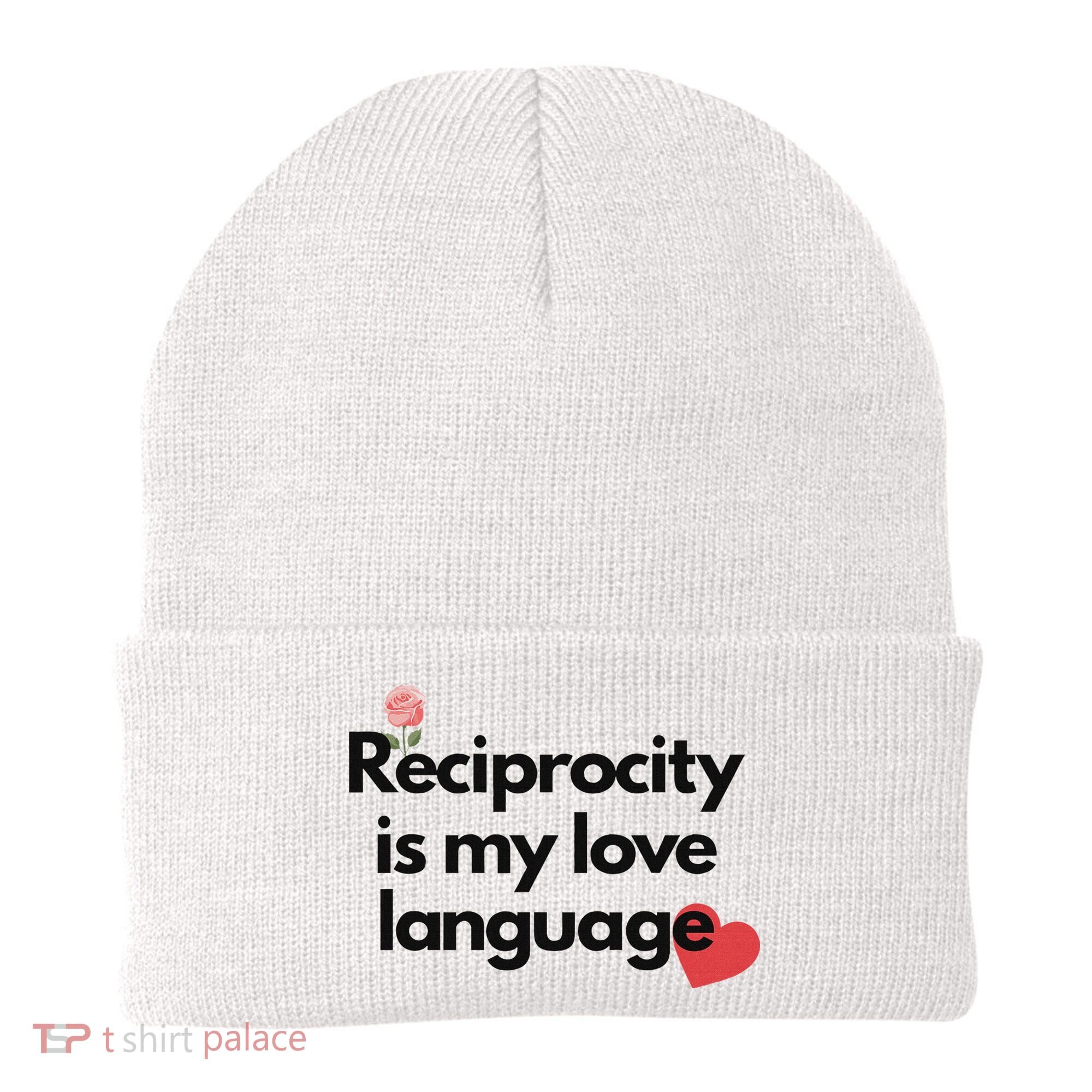 Reciprocity Is My Love Language Flower Red Heart Beanie