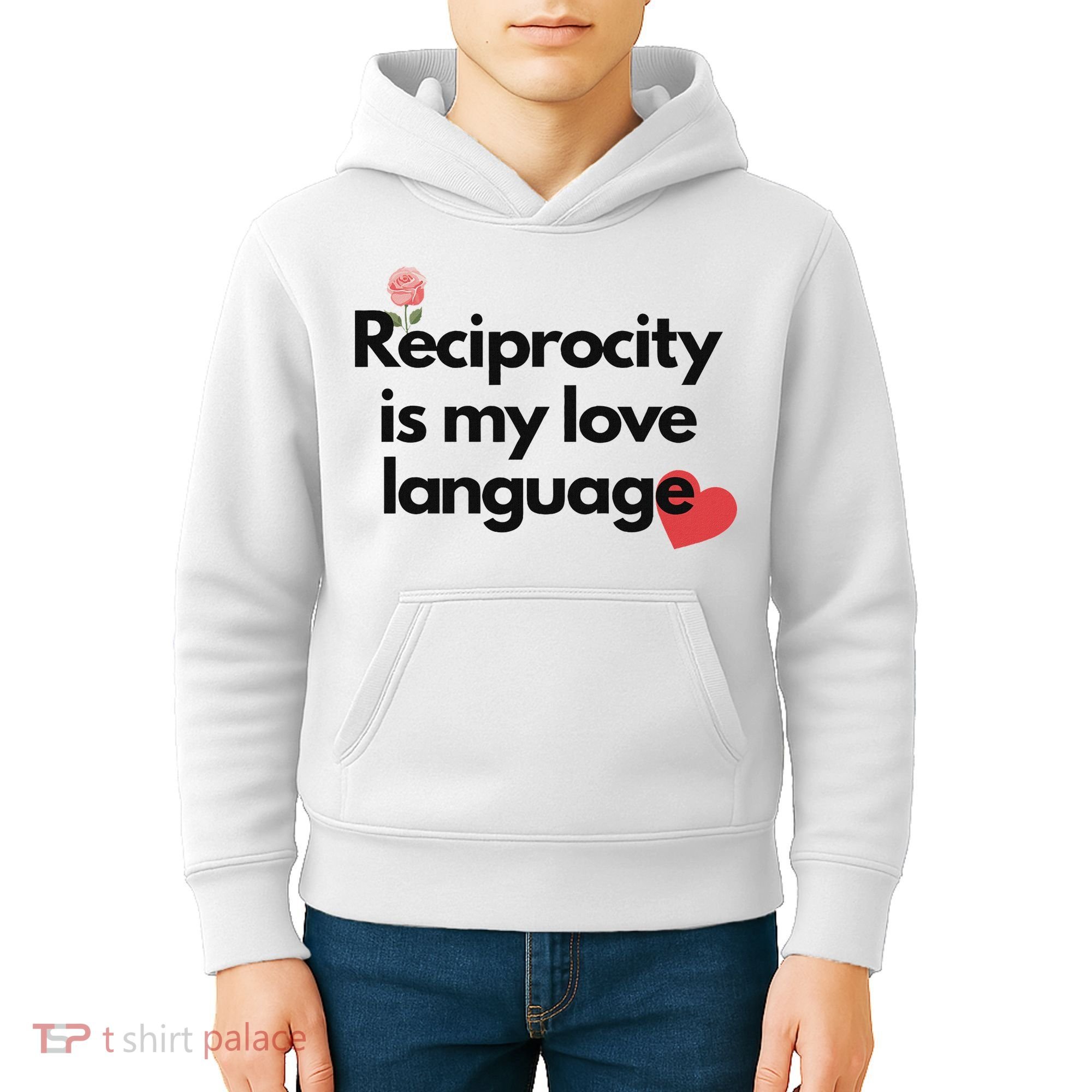Reciprocity Is My Love Language Flower Red Heart Kids Hoodie