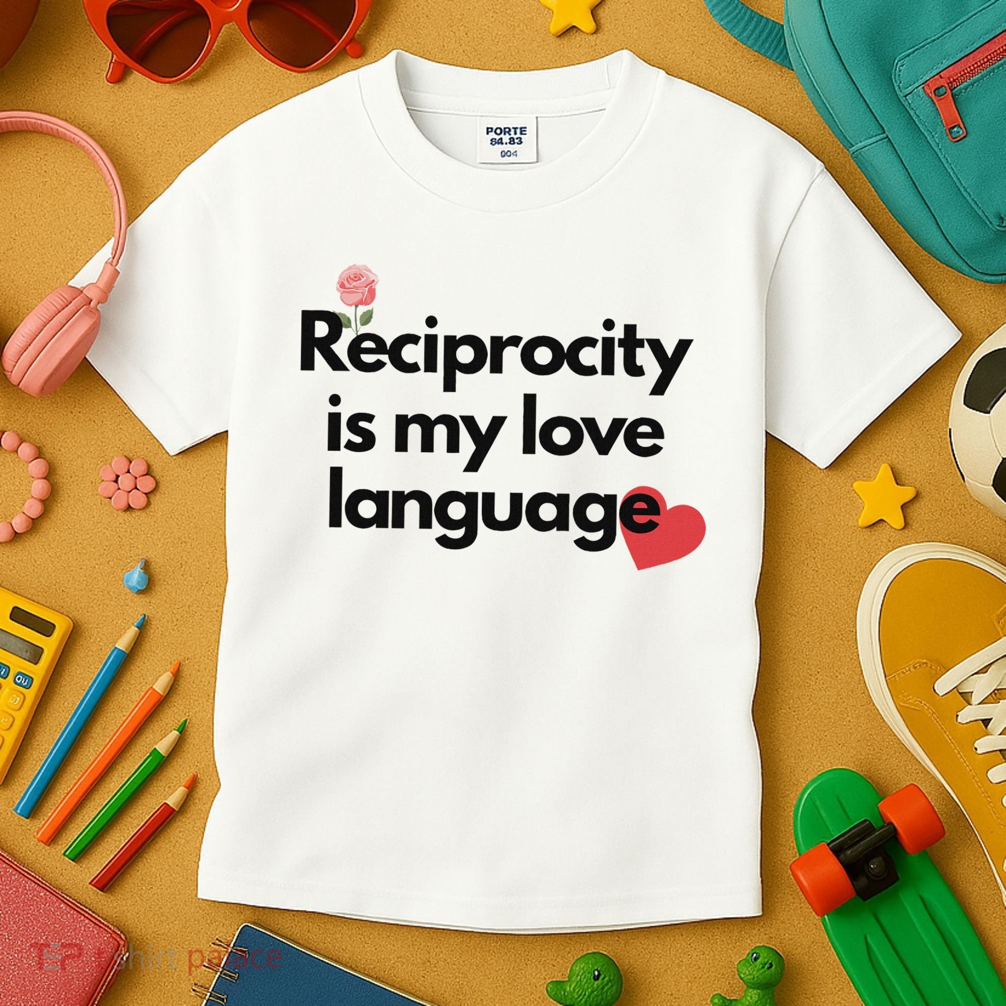 Reciprocity Is My Love Language Flower Red Heart Kids T-Shirt