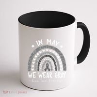 Rainbow In May We Wear Gray Brain Tumor Awareness Month Gift Coffee Mug thumb 1