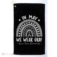 Rainbow In May We Wear Gray Brain Tumor Awareness Month Gift Golf Towel thumb 0