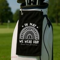 Rainbow In May We Wear Gray Brain Tumor Awareness Month Gift Golf Towel thumb 2