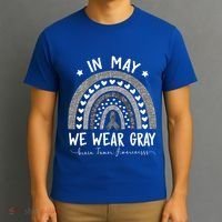 Rainbow In May We Wear Gray Brain Tumor Awareness Month Gift T-Shirt thumb 3