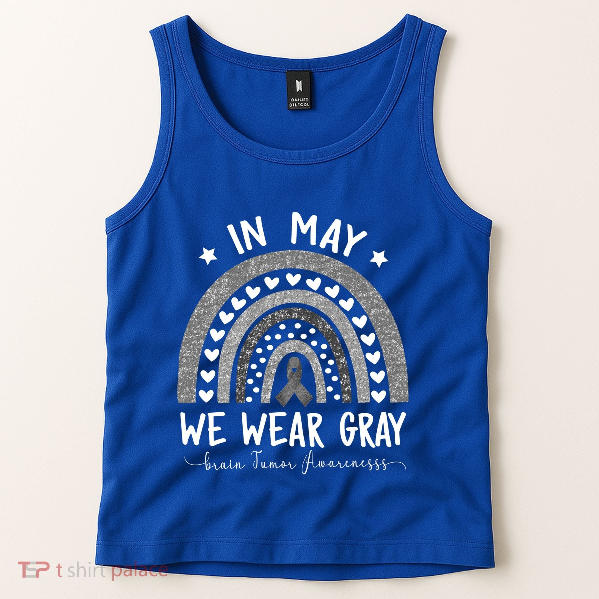 Rainbow In May We Wear Gray Brain Tumor Awareness Month Gift Tank Top