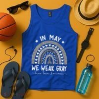Rainbow In May We Wear Gray Brain Tumor Awareness Month Gift Tank Top thumb 4