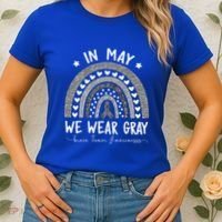 Rainbow In May We Wear Gray Brain Tumor Awareness Month Gift Women's T-Shirt thumb 2