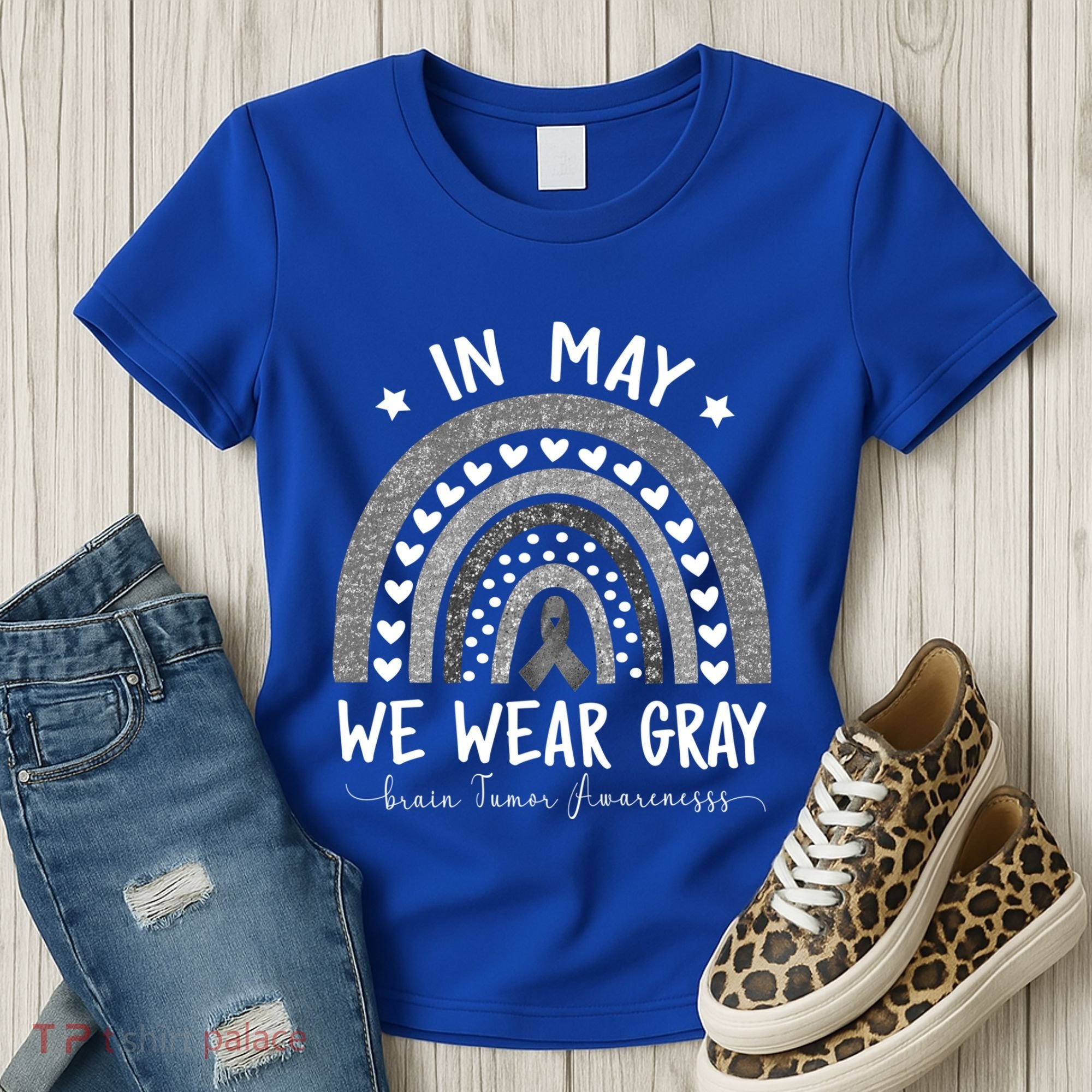 Rainbow In May We Wear Gray Brain Tumor Awareness Month Gift Women's T-Shirt