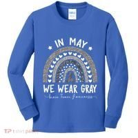 Rainbow In May We Wear Gray Brain Tumor Awareness Month Gift Kids Long Sleeve Shirt thumb 0