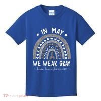 Rainbow In May We Wear Gray Brain Tumor Awareness Month Gift Kids T-Shirt thumb 0