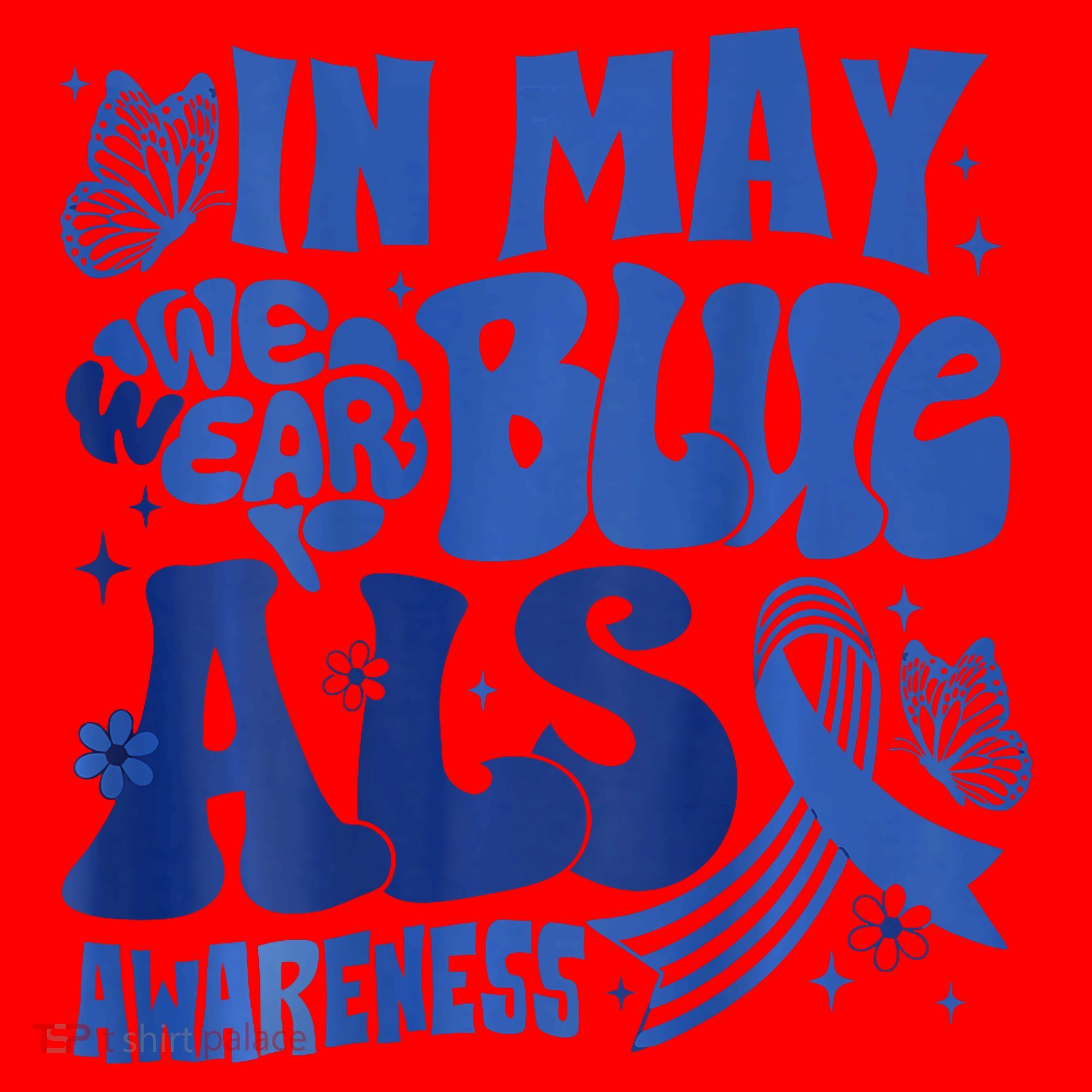 Rainbow In May We Wear Blue ALS Awareness Month  Santa Hat