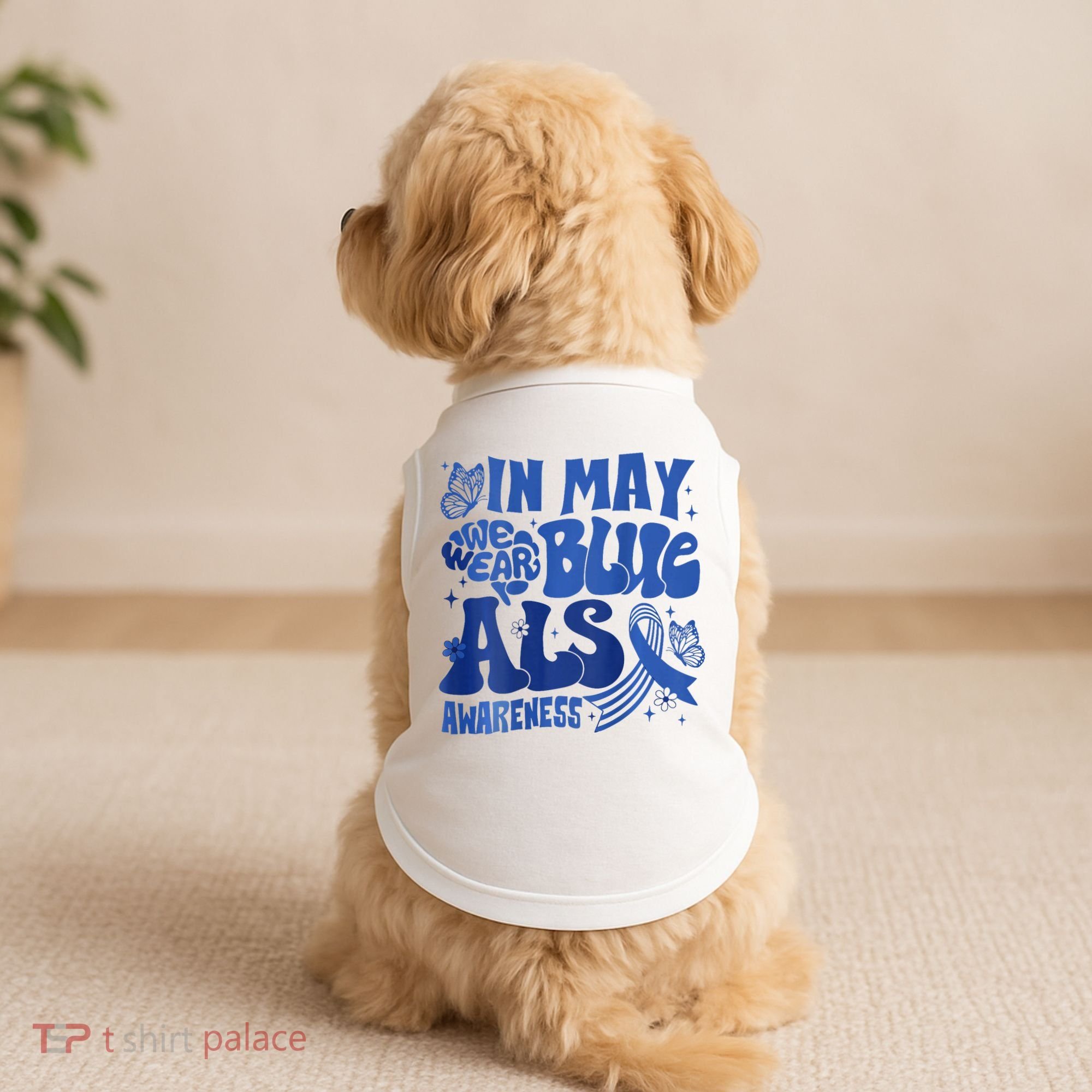 Rainbow In May We Wear Blue ALS Awareness Month  Doggie Tank