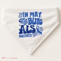 Rainbow In May We Wear Blue ALS Awareness Month  USA-Made Doggie Bandana thumb 0