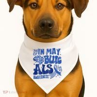 Rainbow In May We Wear Blue ALS Awareness Month  USA-Made Doggie Bandana thumb 1