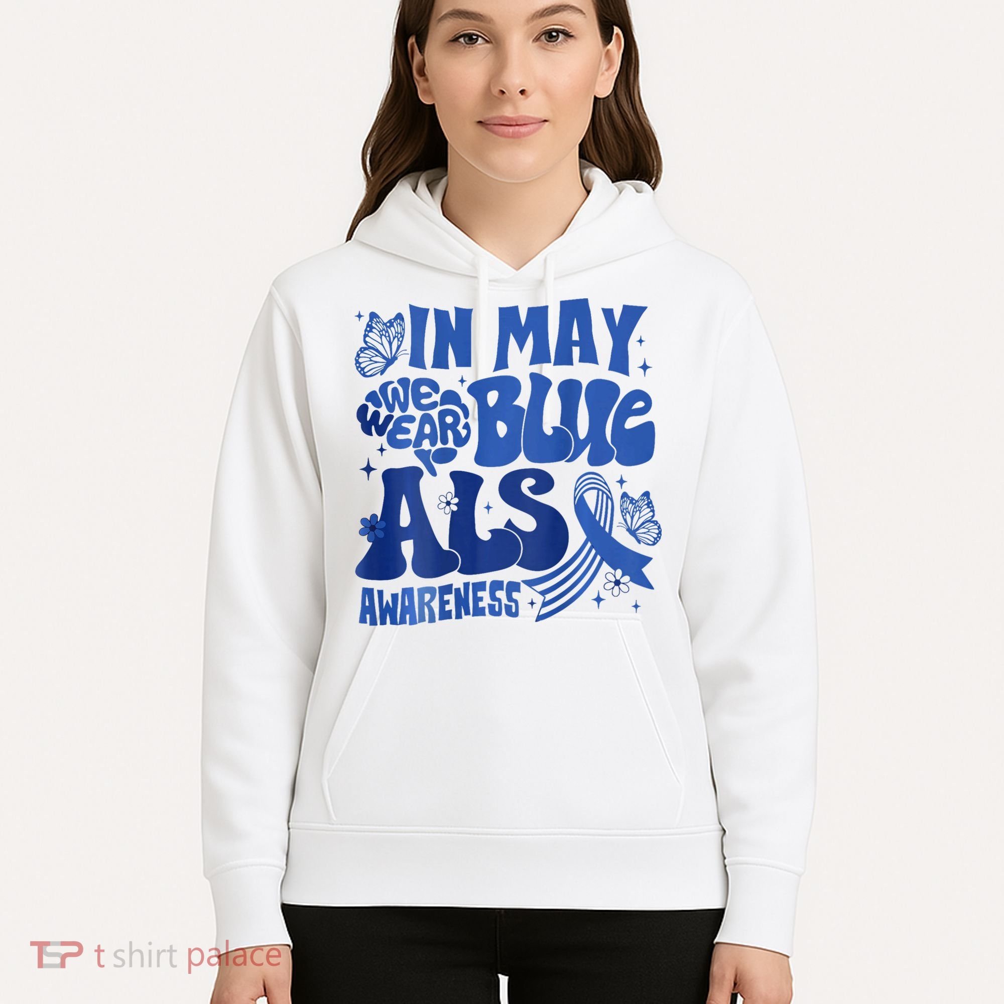 Rainbow In May We Wear Blue ALS Awareness Month  Hoodie
