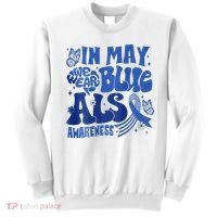 Rainbow In May We Wear Blue ALS Awareness Month  Sweatshirt thumb 0