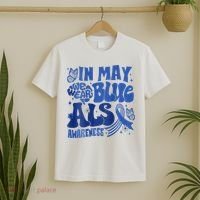 Rainbow In May We Wear Blue ALS Awareness Month  T-Shirt thumb 2