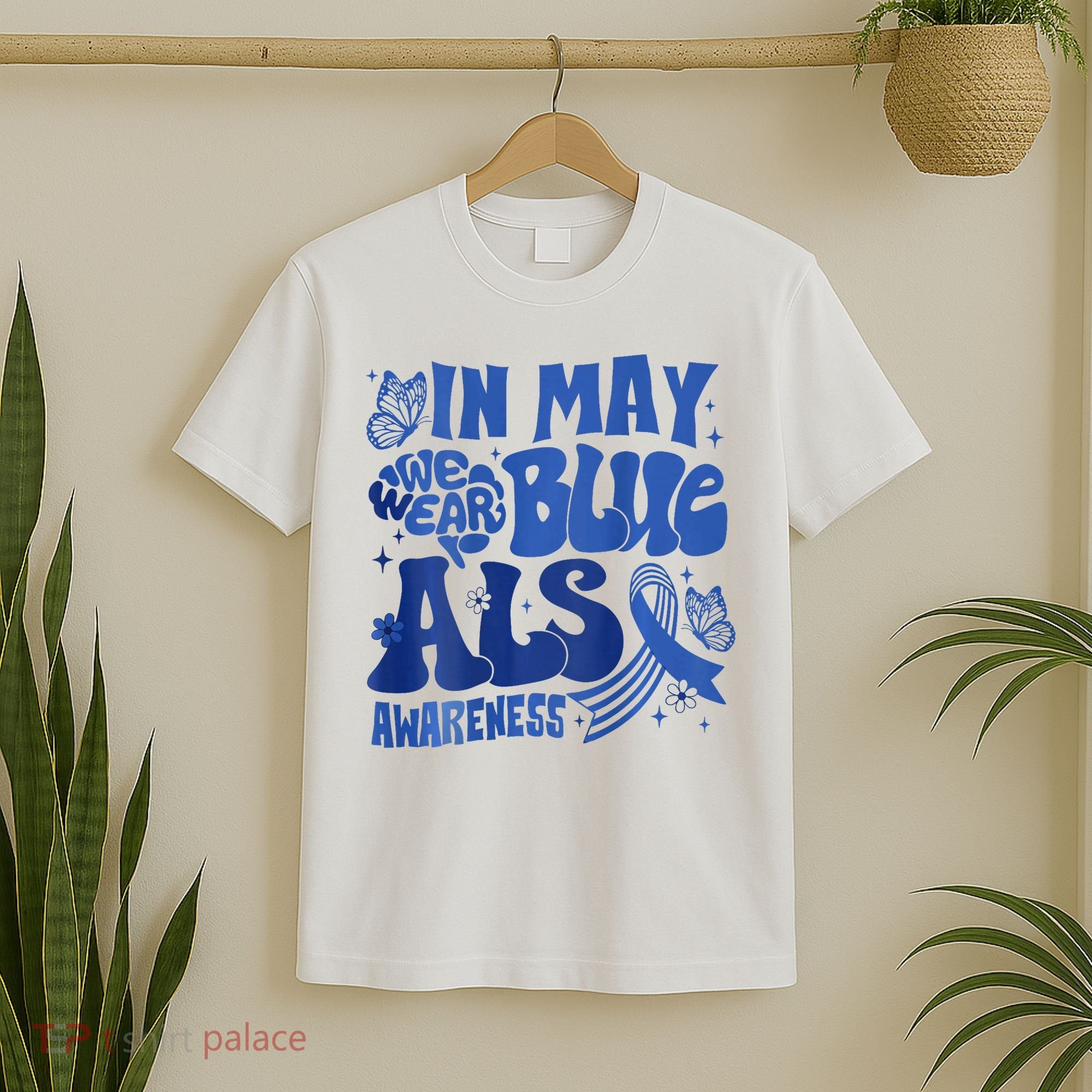 Rainbow In May We Wear Blue ALS Awareness Month  T-Shirt