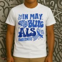 Rainbow In May We Wear Blue ALS Awareness Month  T-Shirt thumb 3