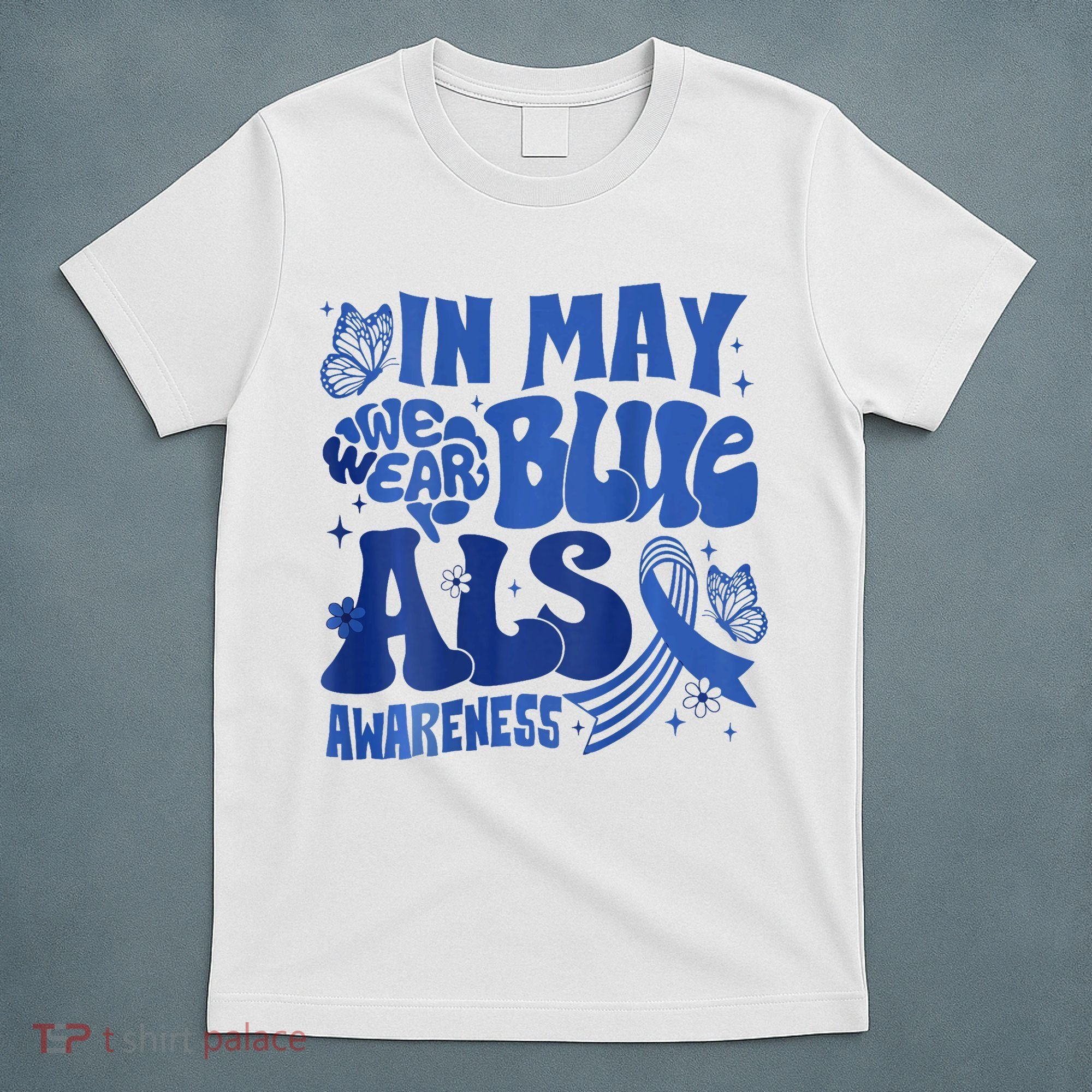 Rainbow In May We Wear Blue ALS Awareness Month  T-Shirt