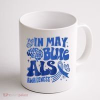 Rainbow In May We Wear Blue ALS Awareness Month  Coffee Mug thumb 1