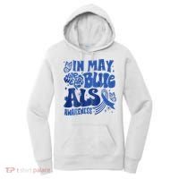 Rainbow In May We Wear Blue ALS Awareness Month  Women's Hoodie thumb 0