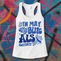 Rainbow In May We Wear Blue ALS Awareness Month  Women's Tank Top thumb 3